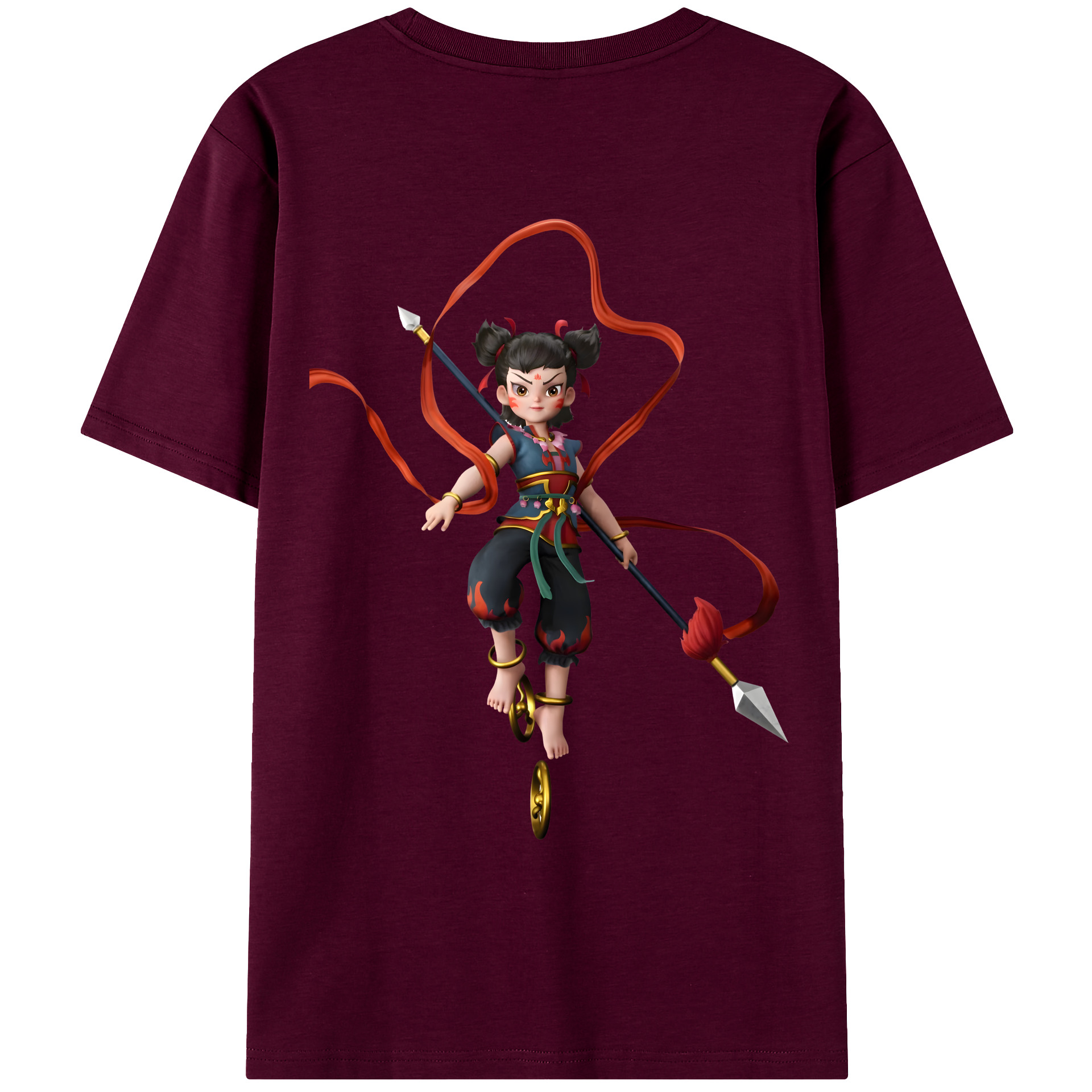 （画像用） Ne Zha 2 ナタ 魔童の大暴れ レディース半袖Tシャツ(バックプリント)